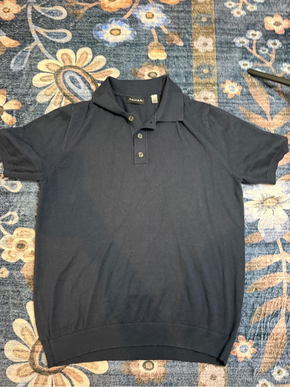 Tahari Men’s Dark Blue Short-Sleeve Polo